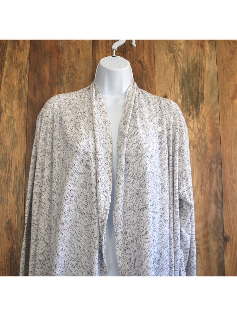 Eddie Bauer Gray/White Draped Thin Cardigan L - Picture 2 of 7